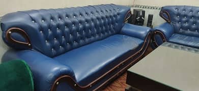 Six seater sofa set used blue poshish