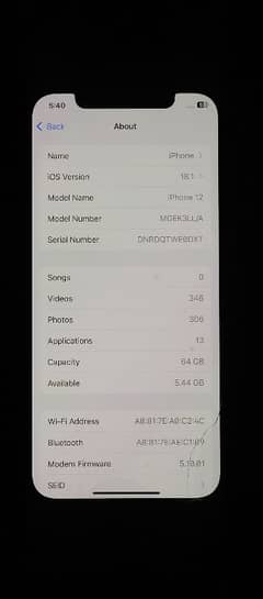 i phone 12 64 GB battery health 83