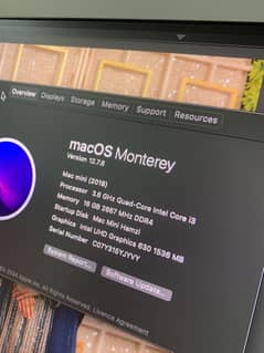 MAC MINI 2018 16GB i3 8th gen 10/10