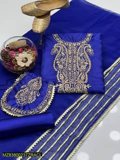 4 PCs Women's/ Unstitched Fancy /Organza /Embroidered suit/ for sale