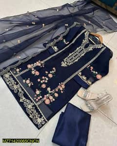 3PCs Women's/ Unstitched Fancy /Organza /Embroidered suit/ for sale