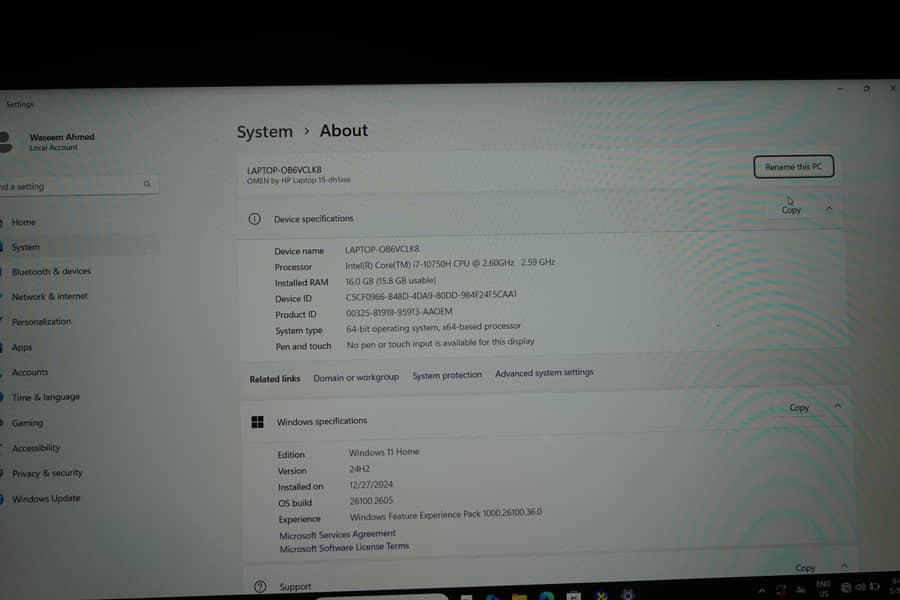HP OMEN 15-DH1 15.6 INCH-CORE I7-10TH (GTX 1660ti) 8