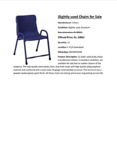 Slightly Used Study Chairs For sale