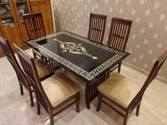 6 chairs dining table / wooden dining table / glass top dining table