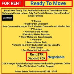 2nd Floor Brand New Family Flat For Rent At Temple Road Mozang Lahore