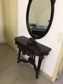 Console with mirror wood