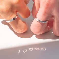 couple rings white silver heart ring