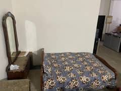 Wooden Bed & Side Tables