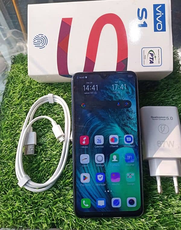 Mobile Vivo s1 8/256 front Display lock with box and original charger 8