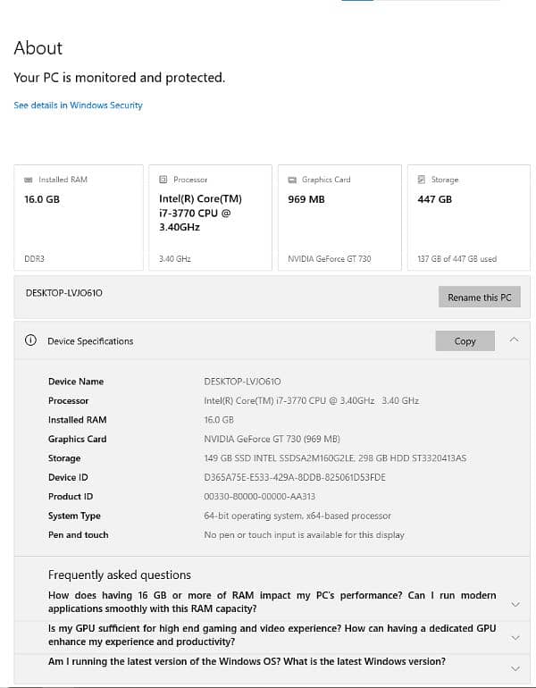 Intel Core i7 3rd generation PC 6