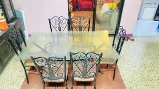 Dining table and six (6) chairs