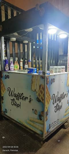 waffle setup with counter/ counter plus machinese/ counter / business