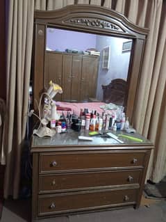 pure wooden bed almari and dressing