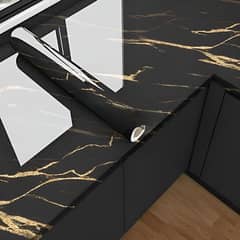 Marble Sheet Sticker | Black & Gold | 60 x 200 cm wallpaper