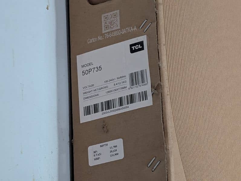 TCL 50 P735 10/10 fresh condition , box. open 15