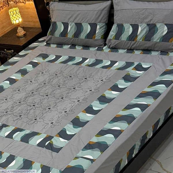 3Pcs Cotton Sotton Patchwork Double Bedsheets 4