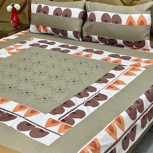 3Pcs Cotton Sotton Patchwork Double Bedsheets 6
