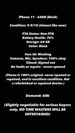 iPhone 11 Non PTA 64 GB (Black)
