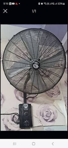 Wall Bracket Fan 2 feet dia and black color