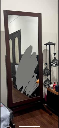 Tall mirror, made of wood