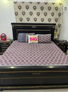 King Size Bed Walnut Wood