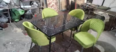 dining table/6 seater dining set/metal steel chair/UV top dining table