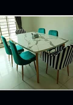 dining table/6 seater dining set/metal steel chair/UV top dining table