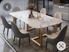 dining table/6 seater dining set/metal steel chair/UV top dining table