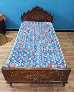 Single Wooden Bed With Mattress For Sale