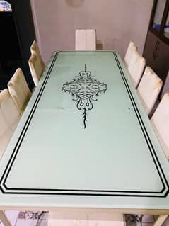 Dining Table//8 seater Dining Table//(Top glass) Dining Set//8 Chairs