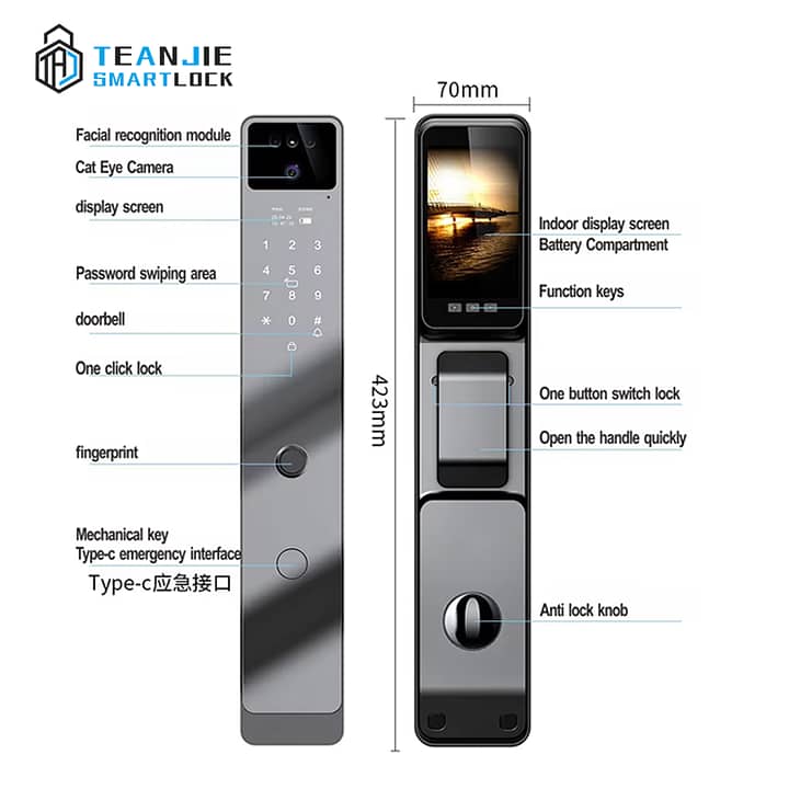 Wholesale Smart Handle WiFi Fingerprint Electric Door lock Airbnb tt 0