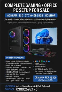Complete Gaming pc setup [Urgent sale] Cheak photos and Discription