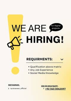 NEED PASSIONATE PERSON FOR WORK