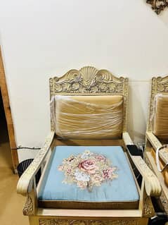 Walnut furniture bed 5 set sofa side table and dressing table