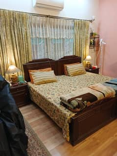 Two Single Beds with Side Tables and Mattresses