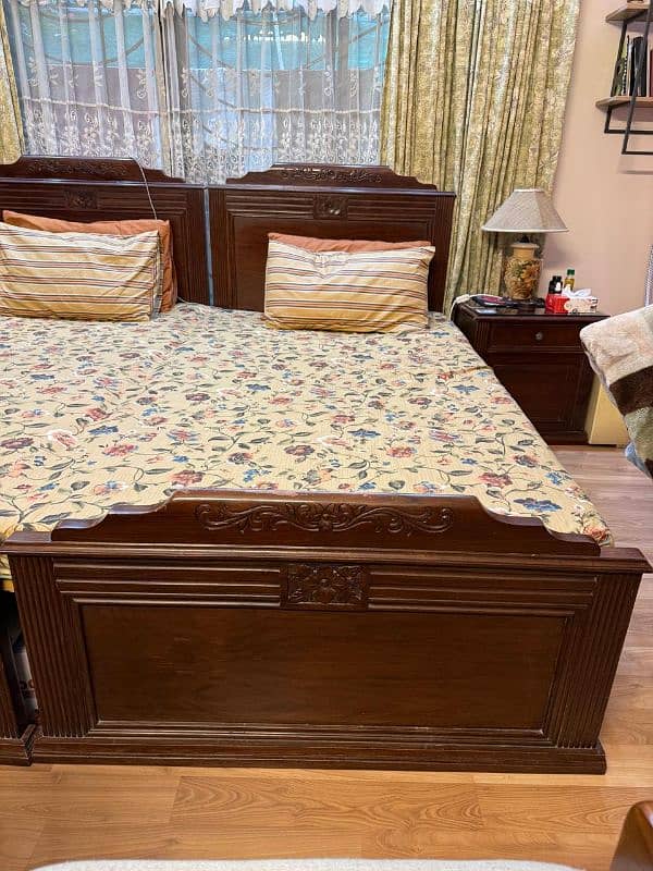 Two Single Beds with Side Tables and Mattresses 2