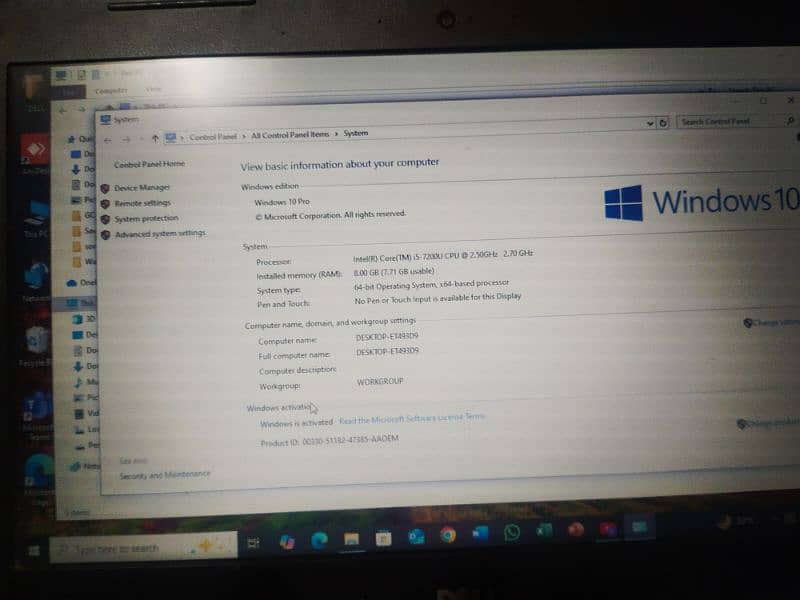 intel core i5-7200U cpu 0