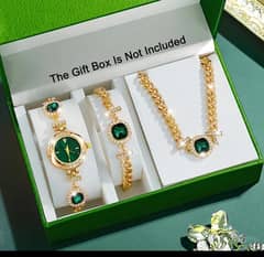3pcs Elegant Women'S Quartz Watch & Jewelry Set