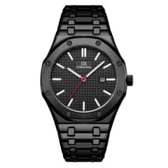 IIK Collection Men’s Black Stainless Steel Analog Watch⌚