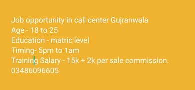 Job In Call Center Gujranwala