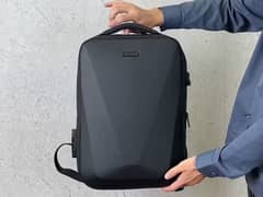Men's Black Hard Shell Laptop Backpack for Travel & Business Use