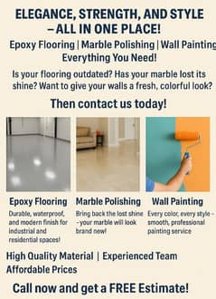 epoxy flooring, Marble polish , wall paint