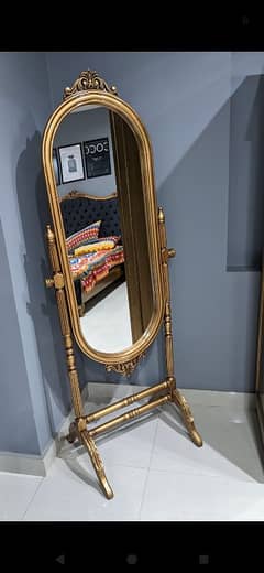 antique wooden standing mirror
