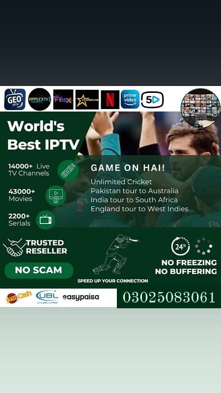 UK based iPTV 4k no lag no buffering 03025083061 0