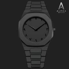 Bold Black Arabic Aura Watch | Luxury-Inspired Minimal Design by Alpha