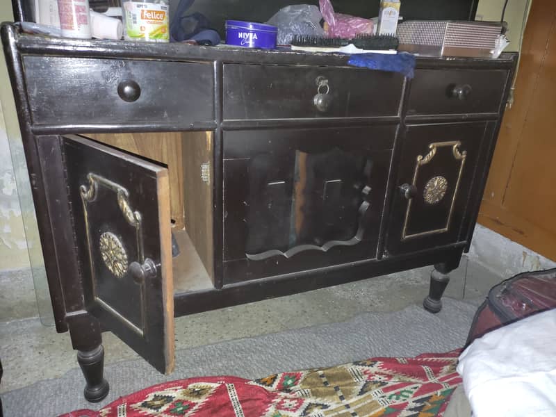 Double bed set pure wood side tables and dressing 4