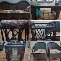 WOOD CANE SOFA SET