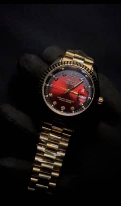 Rolex Red Dial Metal Belt ( Premium Edition )