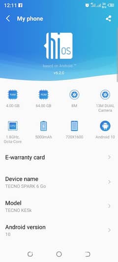 techno Spark 6 4GB 64 GB