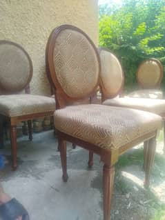 Elegant Wooden Chairs with Cushioned Back & Seat